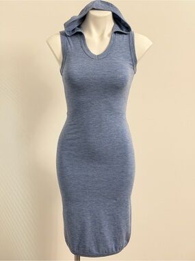 Sleeveless Blue Wash Hooded Bodycon Dress